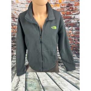 The North Face TKA 100 Glacier Full Zip Fleece Jacket Mens Large Gray Lime Green